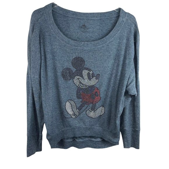 Disney Sweaters - Disney Women's Small Rhinestone Mickey Mouse Long Sleeve Top Sweatshirt
